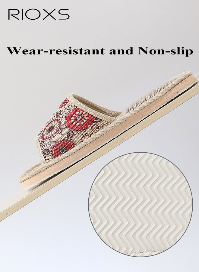 RIOXS Unisex Open Toe Summer House Slippers, Lightweight Breathable Slippers for Men and Women, Comfortable Slip On Slides Sandals, Washable Reusable Slide Slippers for Guests, Non Slip Spa Slipper for Home Bedroom, Hotel, Travel - Image 3